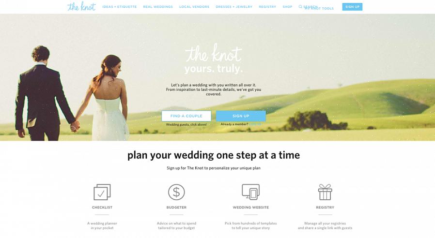 Erbjuder en personlig webbplats för bröllop som det tar bara några minuter att ställa in