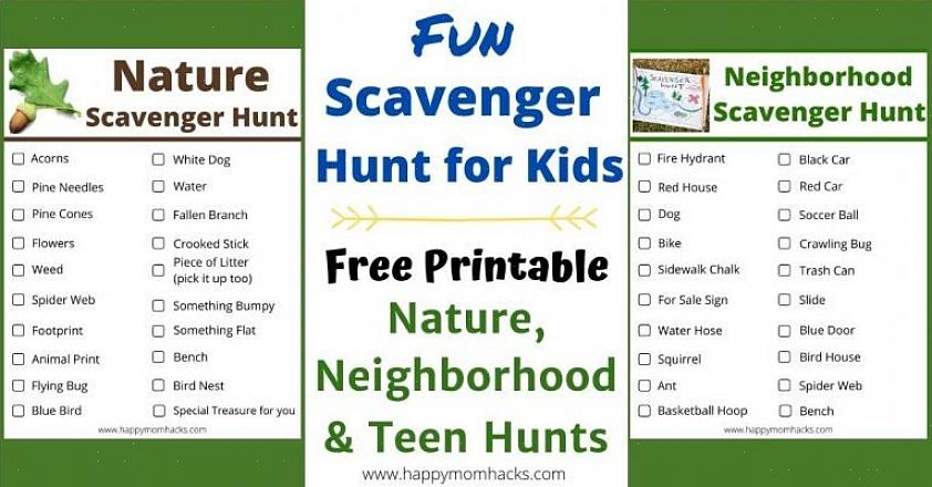 En scavenger-jakt skiljer sig från en skattjakt genom att du ger en lista över föremål som barnen kan hitta