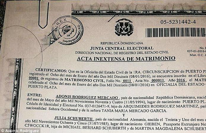 Äktenskapscertifikatet från Dominikanska republiken är lagligt