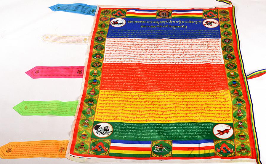 Bönflaggornas färger representerar de fem feng shui-elementen