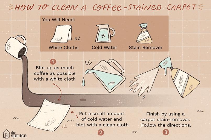 För gamla kaffefläckar måste du suga kläderna i vatten efter att du har gnuggat in det flytande tvättmedlet